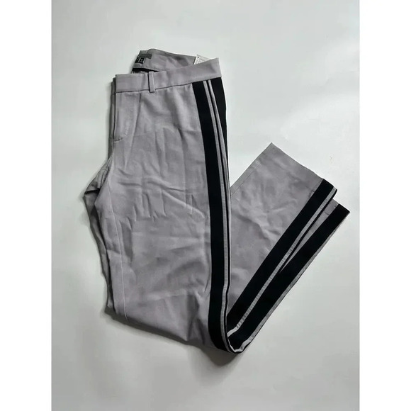 Vince Pants Women's 2 Wool Spandex Blend Tuxedo Stripe Gray Trouser Business - Picture 1 of 9
